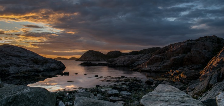Colorful sunset at Lindesnes lighthouse in Norway