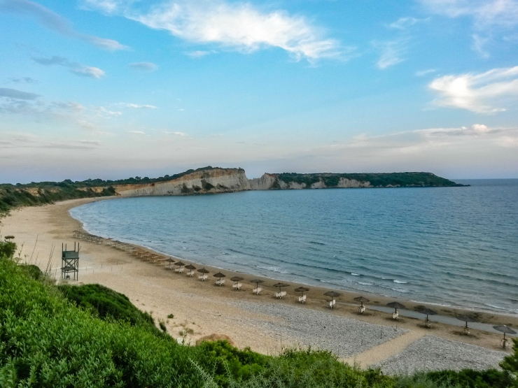 Gerakas beach is a part of the national protected marine park at Zakybthos. The ladderback turtles called Carretta Caretta comes ashore from the middle of june to lay their eggs.